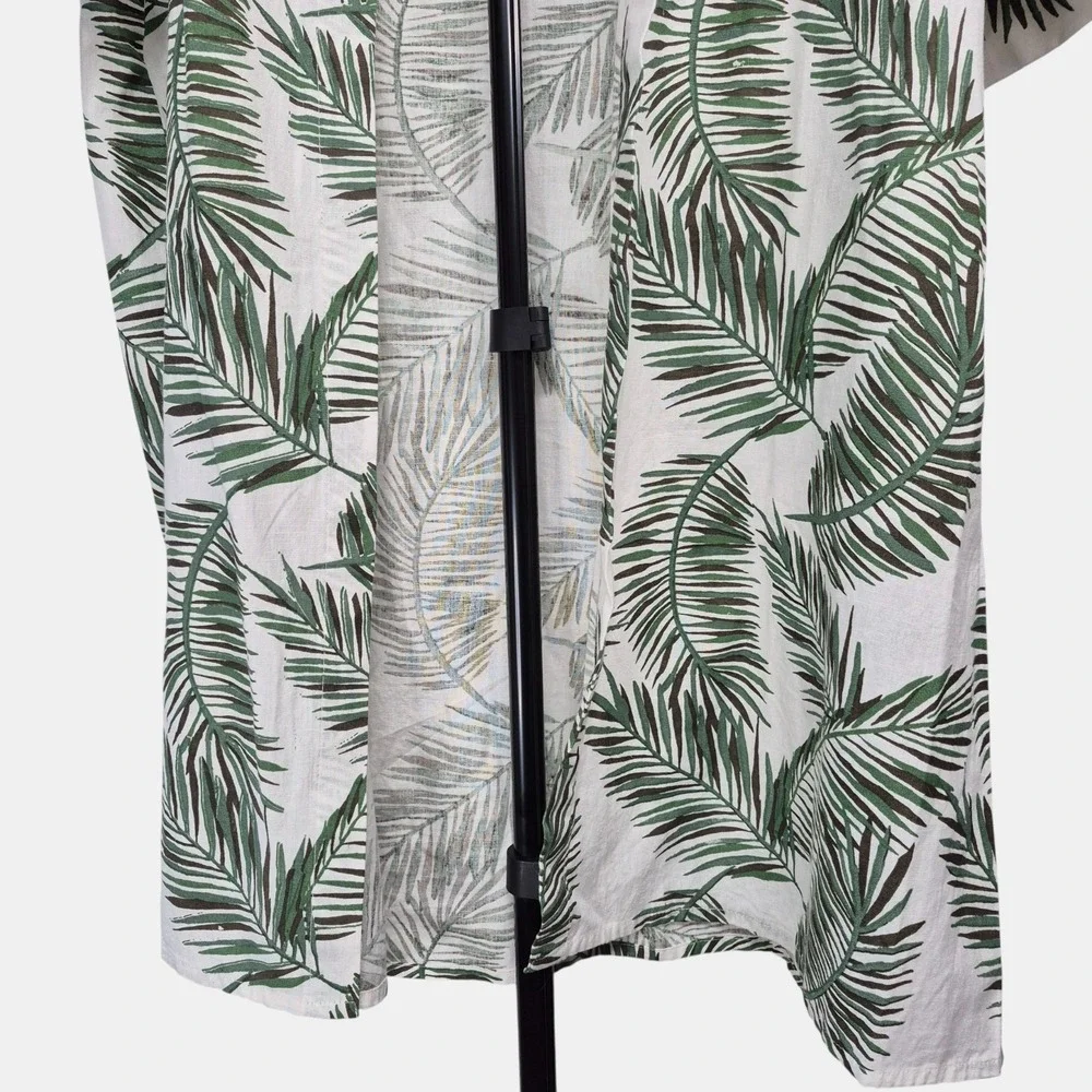 Mirror Image Womens Size S Palm Tropical Leaf Open Swim Cover Tunic Linen Cotton - Picture 3 of 10